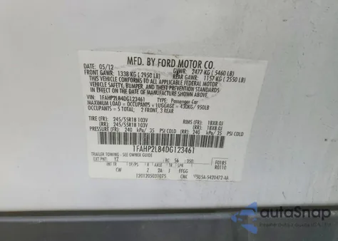 2013 Ford Taurus Police Interceptor z USA, uszkodzony, nr VIN 1FAHP2L84DG123461